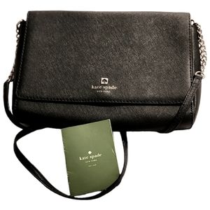 🔥FINAL PRICE DROP🔥EUC KATE SPADE NEW YORK BLACK LEATHER SHOULDER CROSSBODY BAG